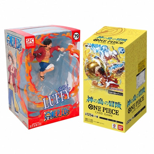 OP-15 Adventure on KAMI's Island Booster Box & Luffy Figure Bundle (Japanese)