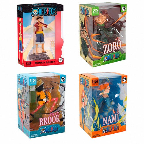 One Piece Straw Hat Crew Figure Bundle – Luffy, Zoro, Nami & Brook (ABYstyle SFC)